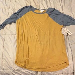 NWT large randy by lularoe heather yellow & blue